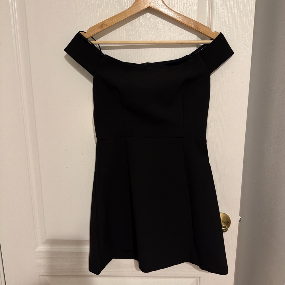 Zara Elegant Black Off-Shoulder Dress